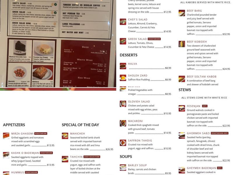 Farsi Cafe Menu