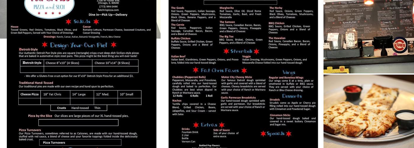 Fat Chris's Pizza and Such Menu