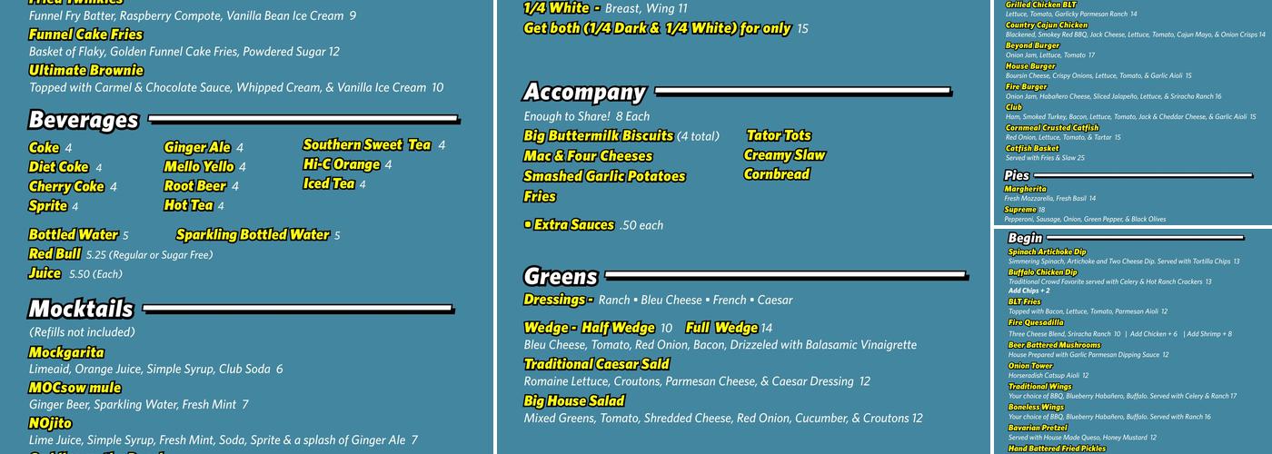 Toledo Fat Fish Blue Menu