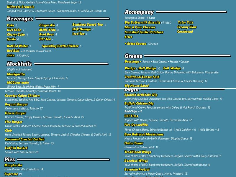 Toledo Fat Fish Blue Menu