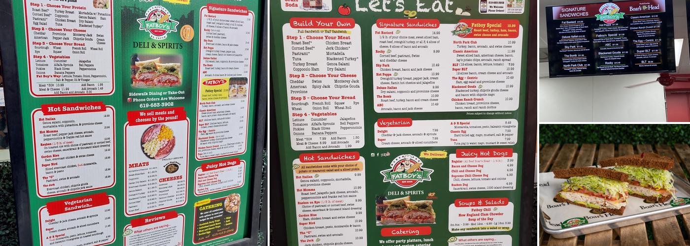 Fatboy's Deli & Spirits Menu