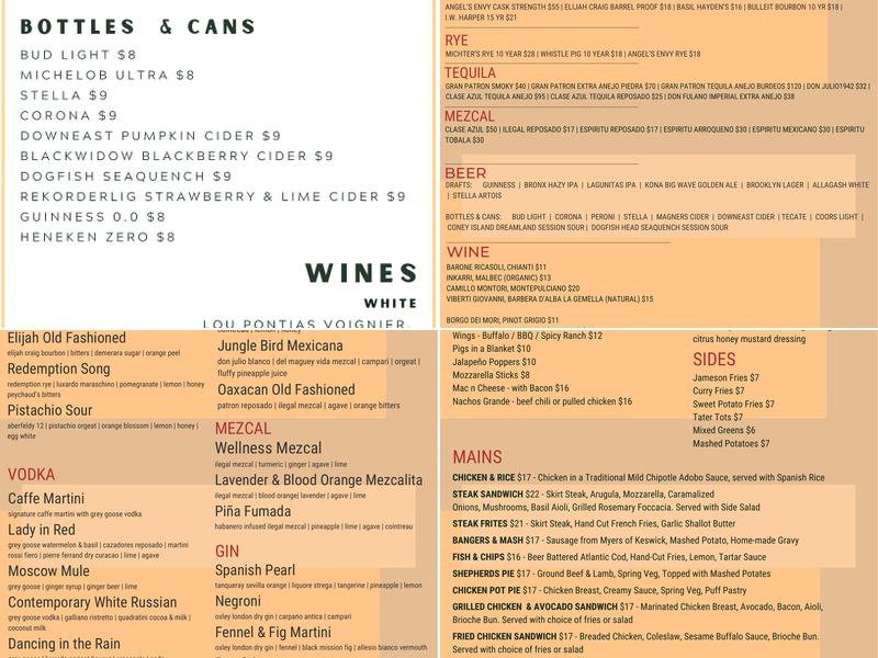 Fiddlesticks Pub Menu