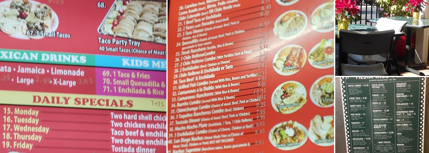 Fiesta Taco Menu