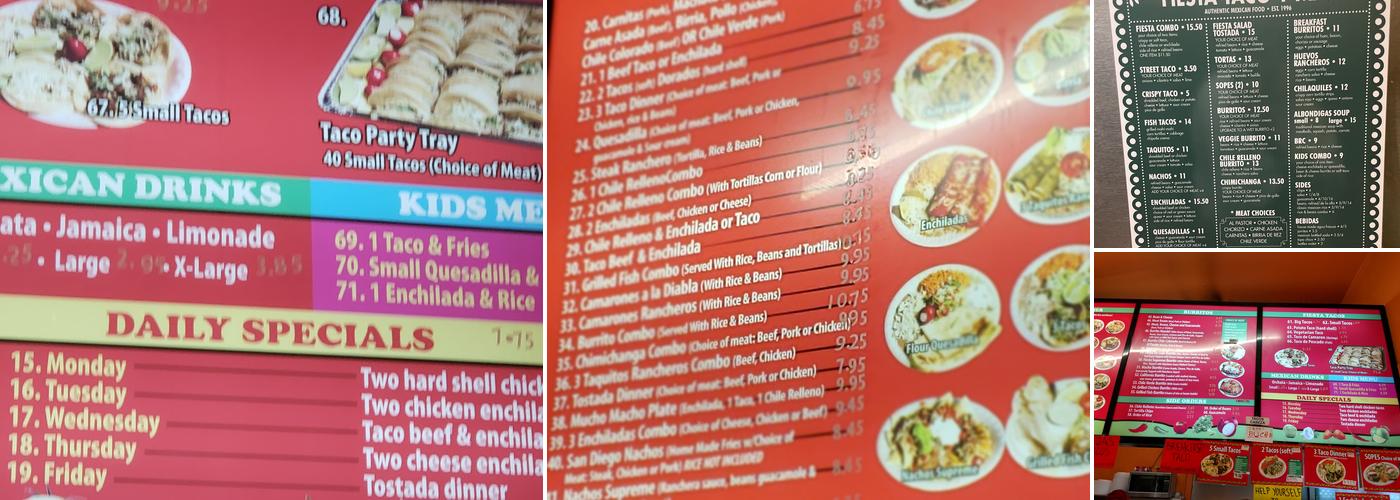 Fiesta Taco Menu