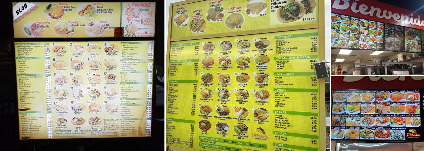 Filiberto's Mexican Food Menu