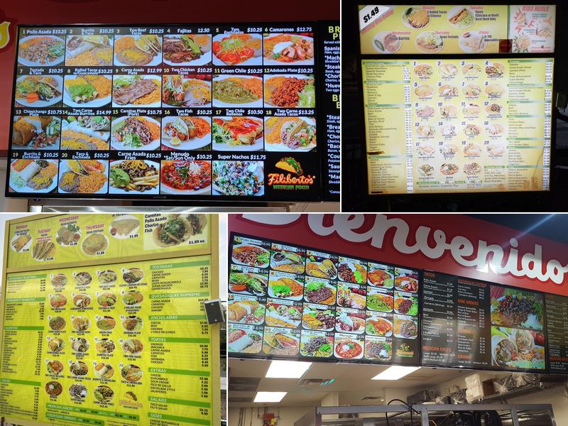 Filiberto's Mexican Food Menu