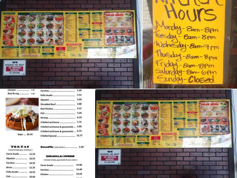 Filiberto's Mexican Food Menu