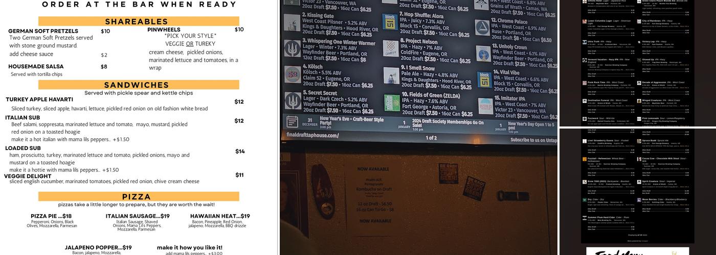 Final Draft Taphouse Menu