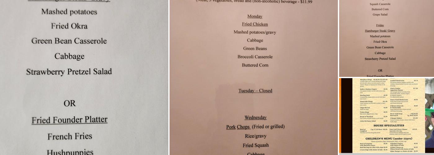 Finn McCools Menu