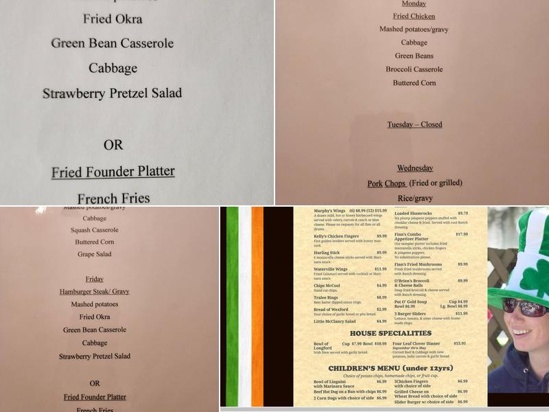 Finn McCools Menu