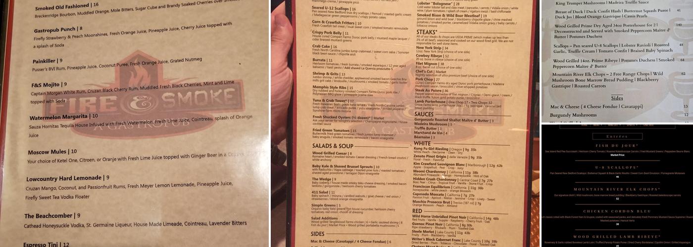 Fire & Smoke Menu