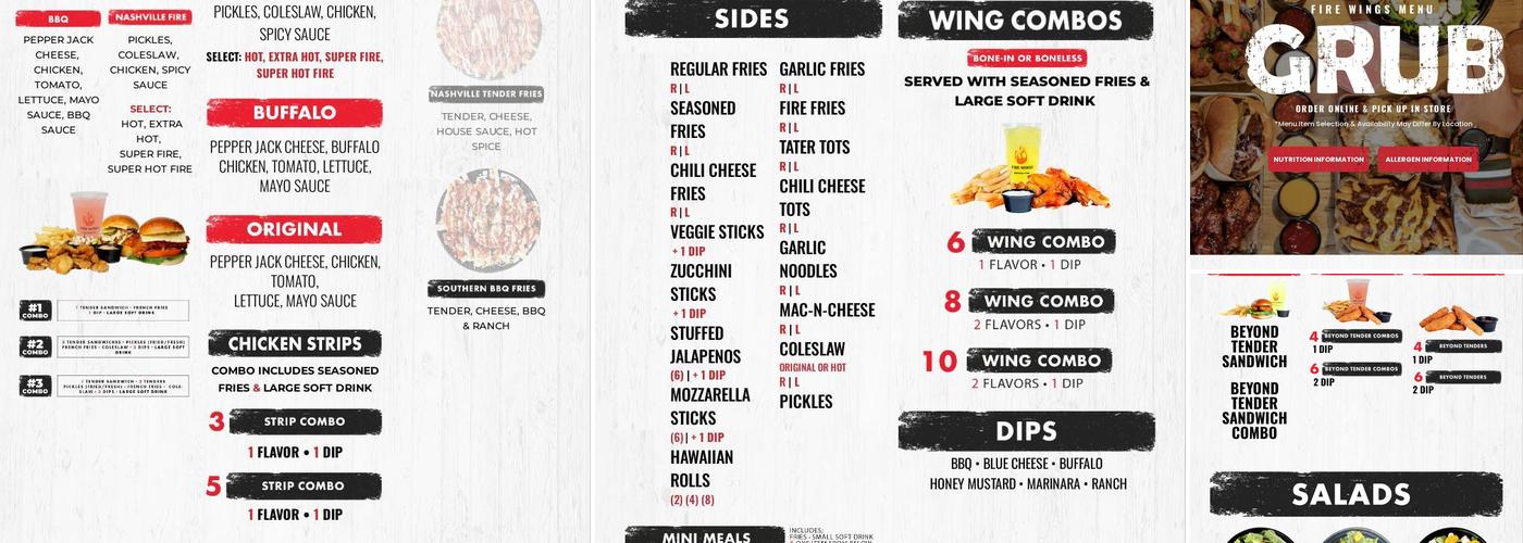 Fire Wings Davis Menu