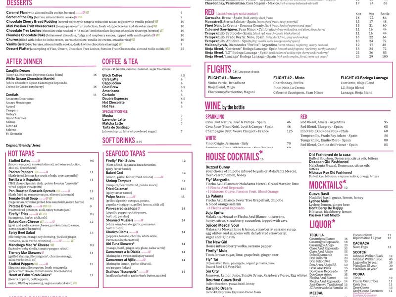 Firefly* Tapas Kitchen & Bar Menu
