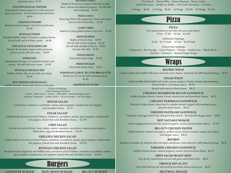 Fireside Inn Menu