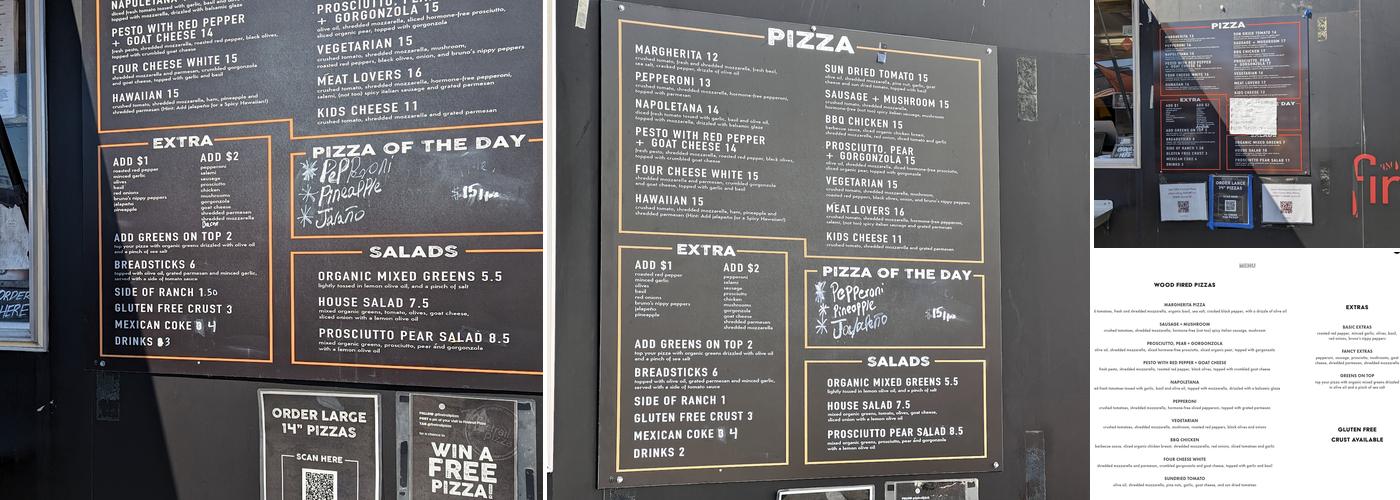 Firetrail Pizza Menu