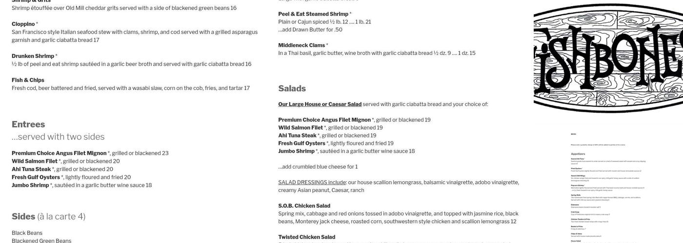 Fishbones Menu