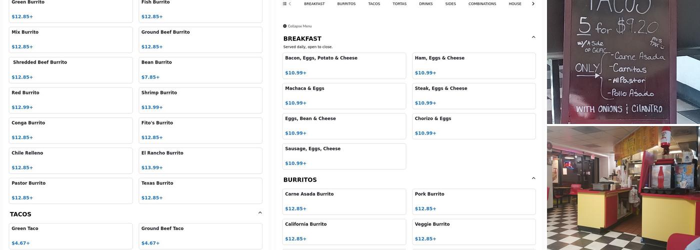 Fito's Taco Shop Menu