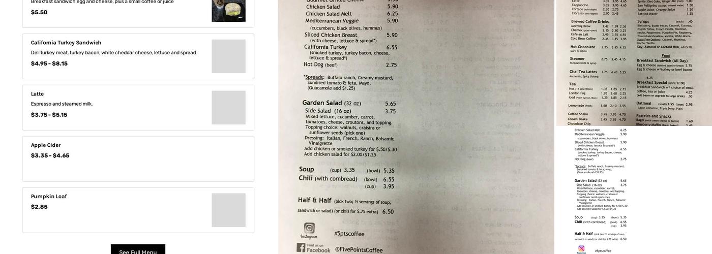 Five Points Coffee Menu