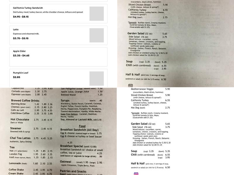 Five Points Coffee Menu
