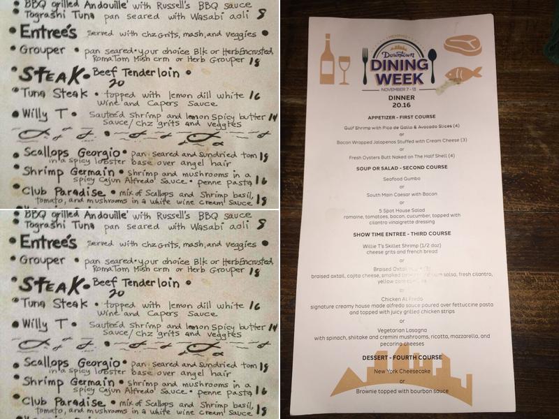 The 5 Spot Menu
