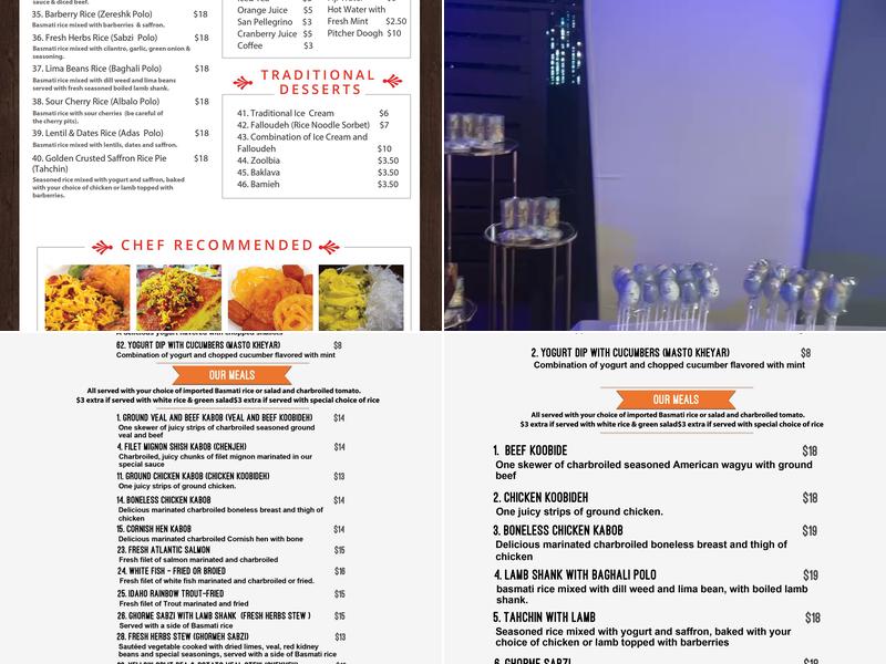 Flame International Menu