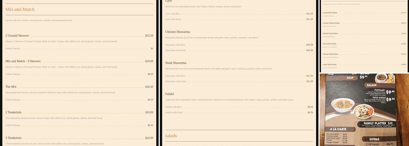 Flame Kabob Menu
