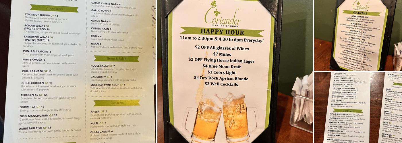 Coriander Menu