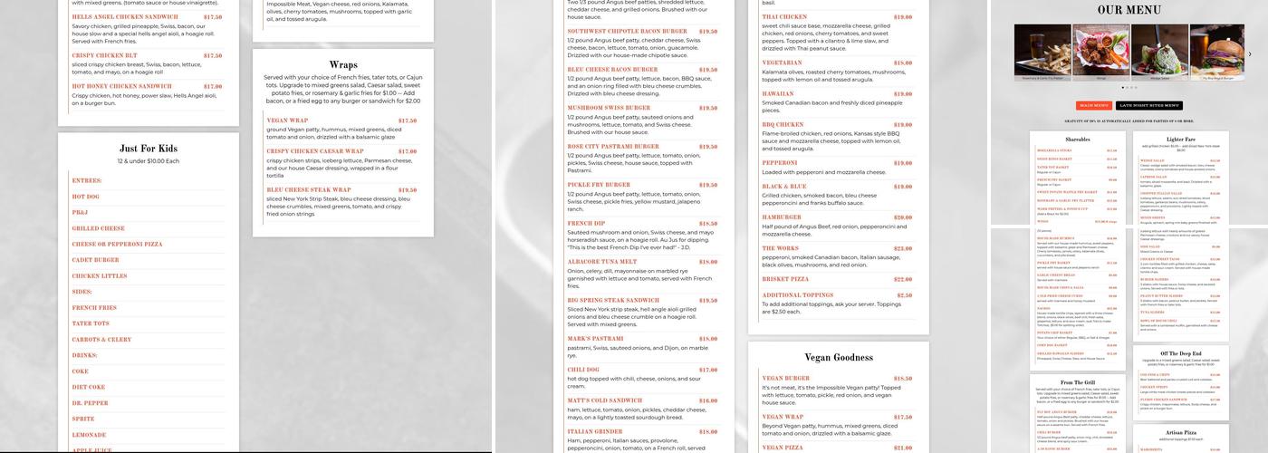 FlyBoy Brewery & Pub Menu