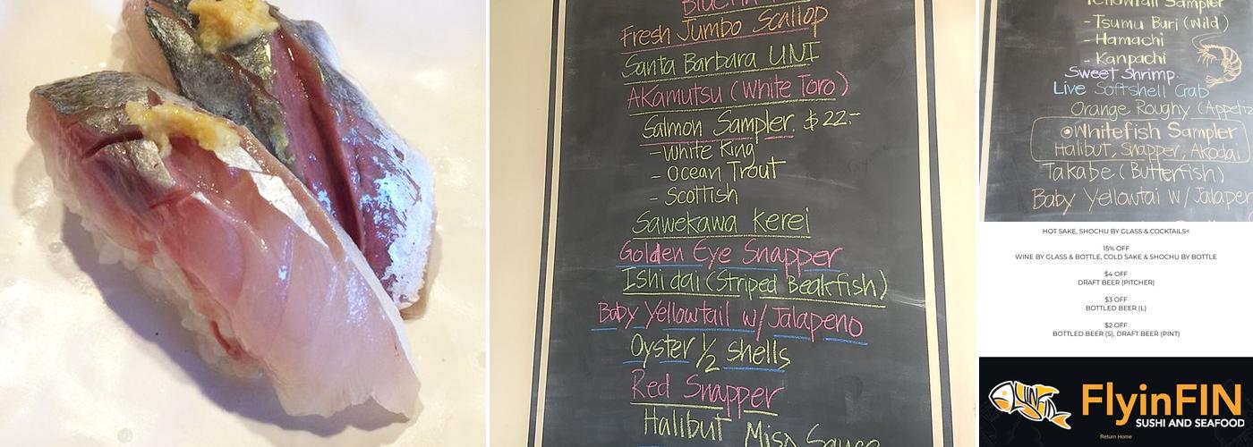 Flyin Fin Sushi and Seafood Menu