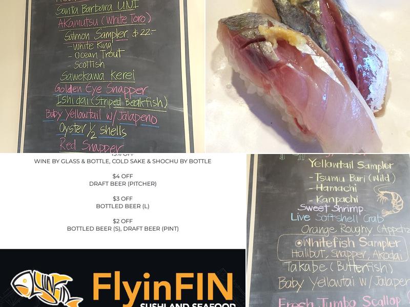 Flyin Fin Sushi and Seafood Menu
