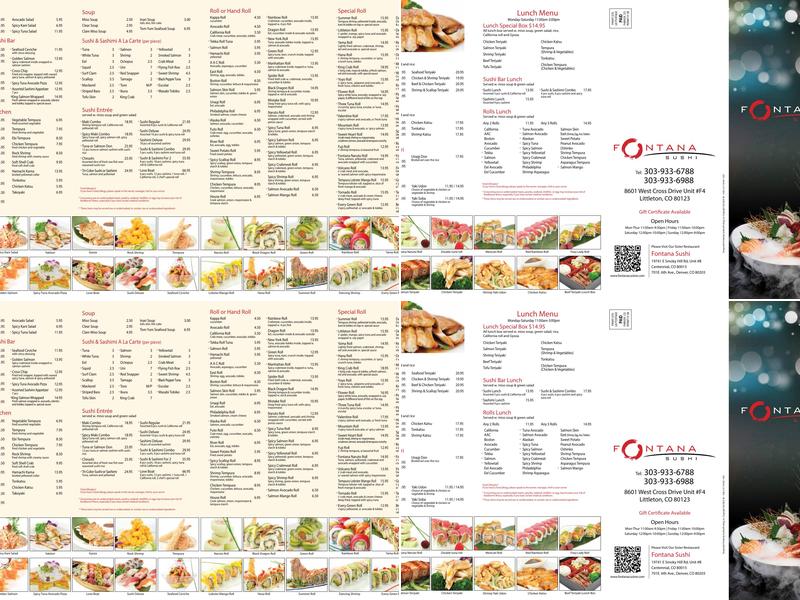 Fontana Sushi Menu