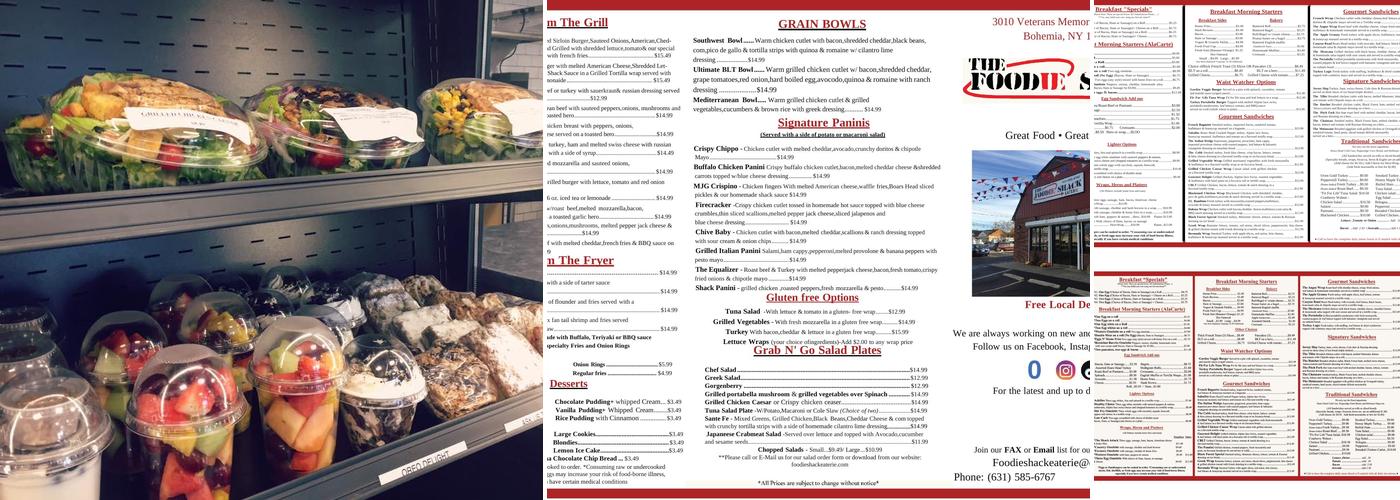 The Foodie Shack Eaterie Menu