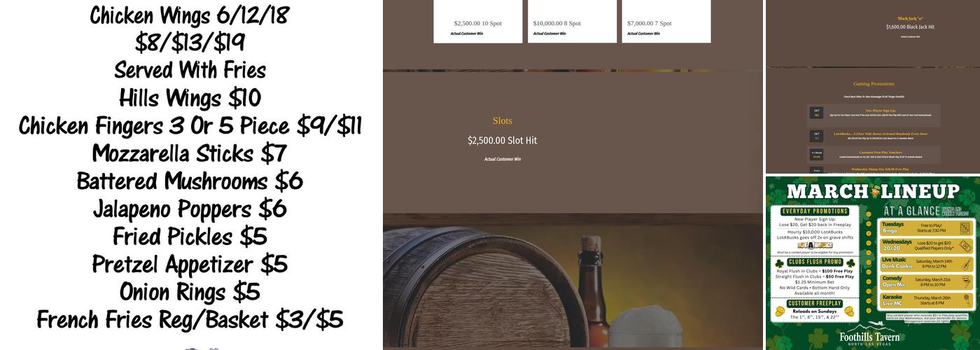 Foothills Tavern Menu
