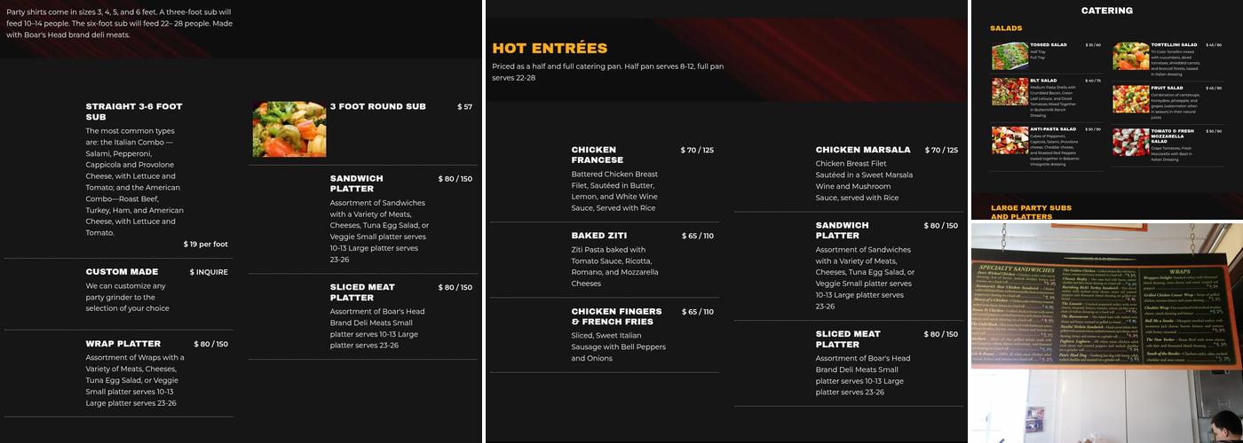 For Pete's Sake Delicatessen Menu