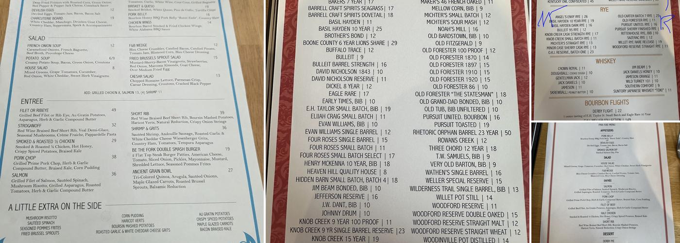 Fork & Barrel Menu