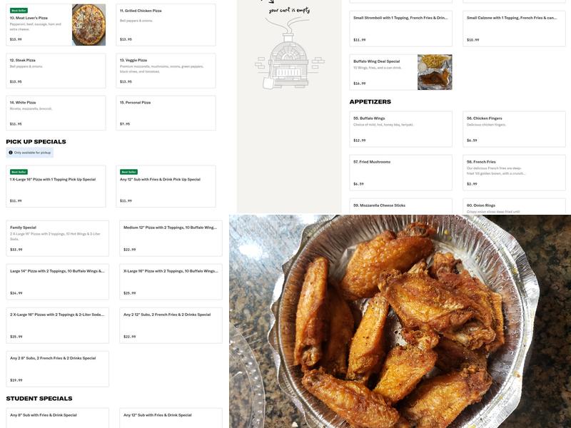 Fox Pizza & Subs Menu