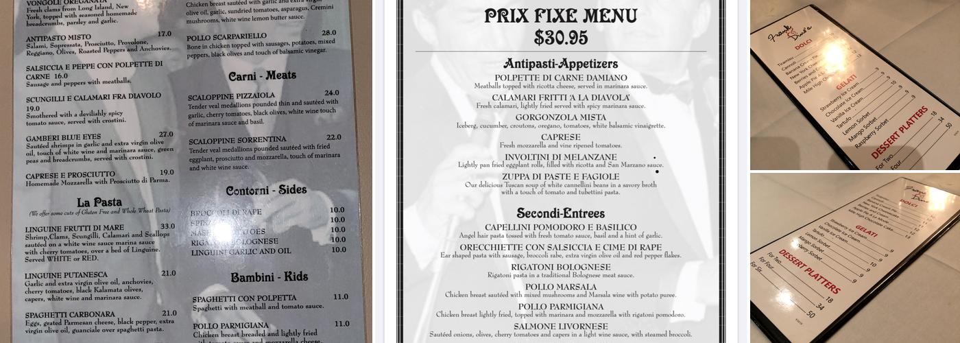 Frank and Dino's Menu