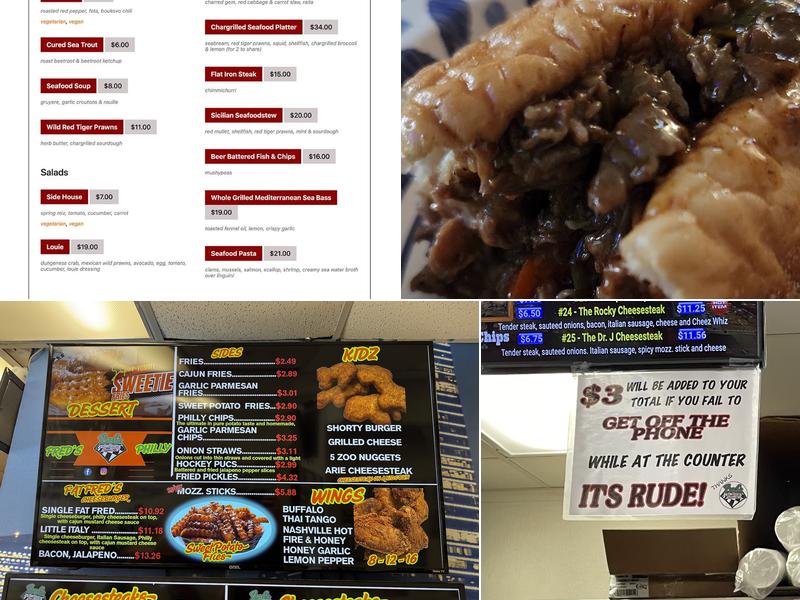 Fred's Downtown Philly Menu