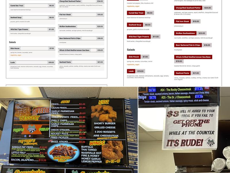 Fred's Downtown Philly Menu