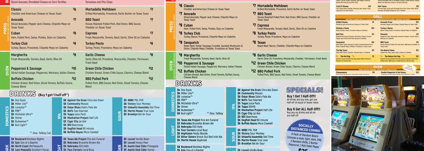 Free Play Arcade - Richardson Menu