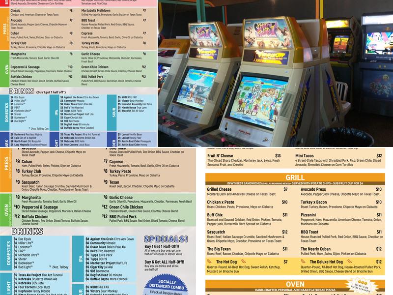 Free Play Arcade - Richardson Menu
