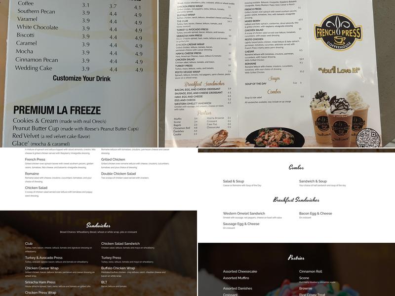 French press coffeehouse Menu