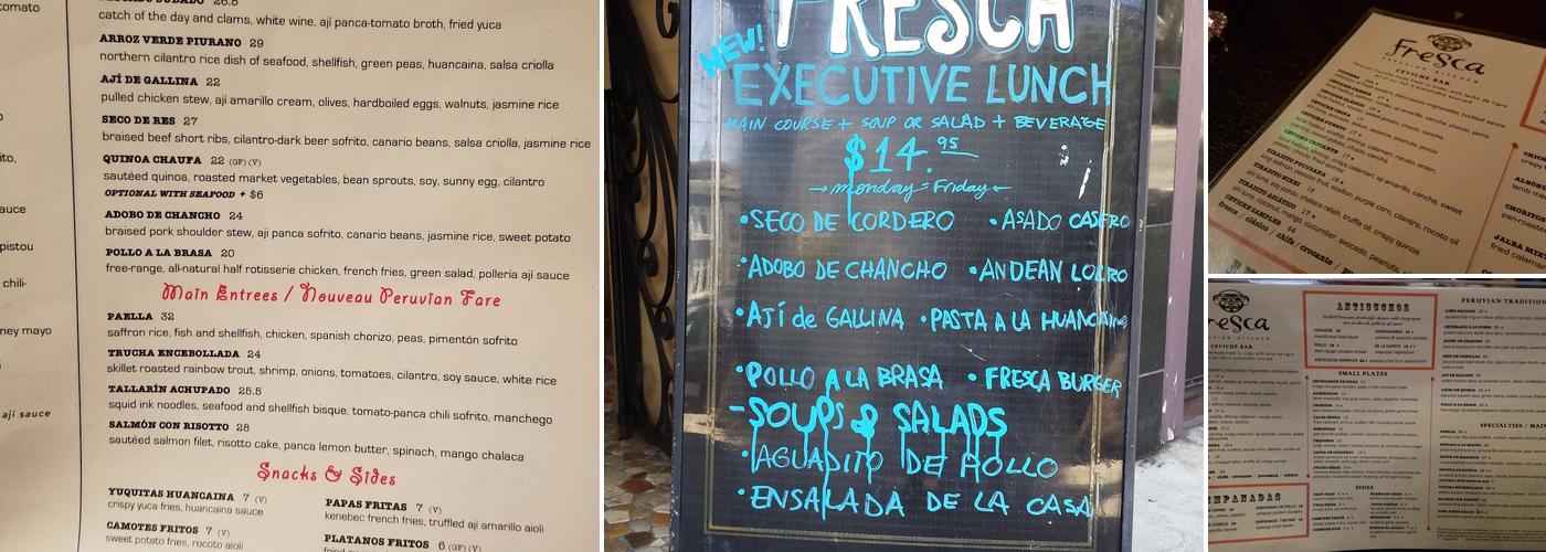 Fresca Menu