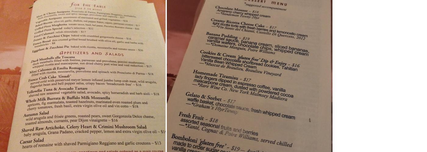 Fresco on the Go Menu