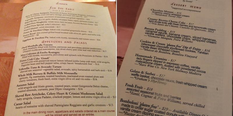 Fresco on the Go Menu