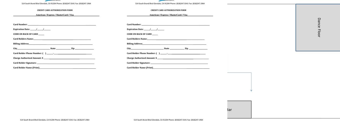 Fresco Ristorante Menu