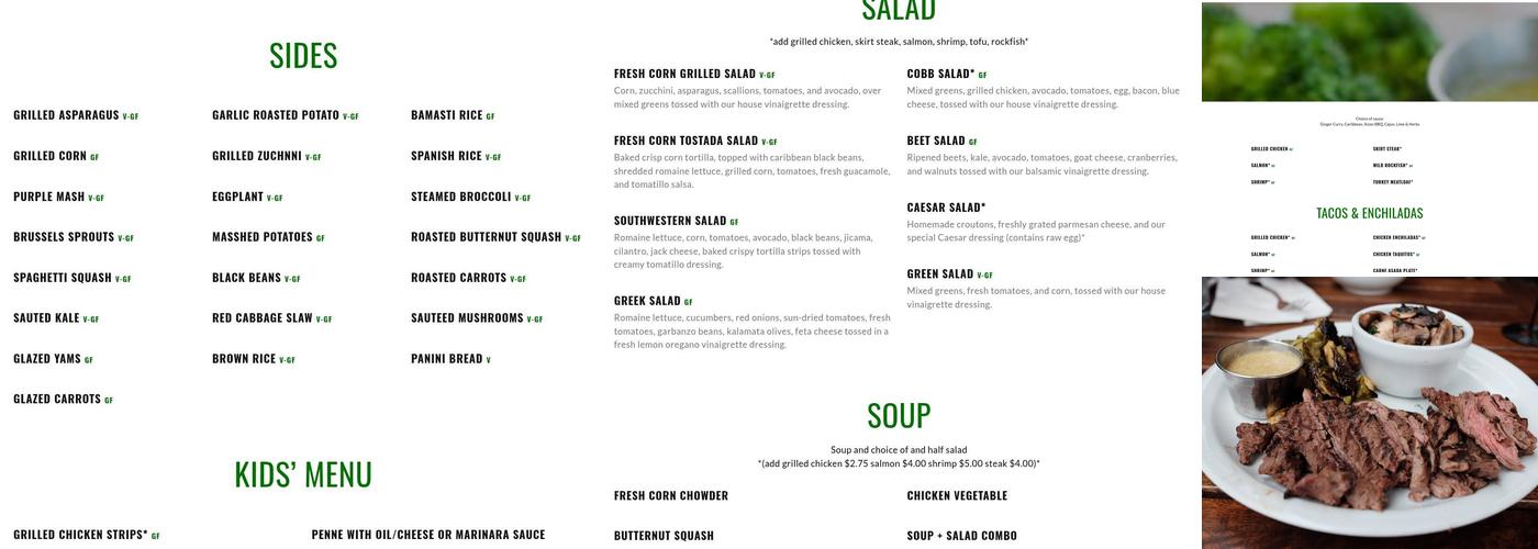 Fresh Corn Grill - Westwood Menu