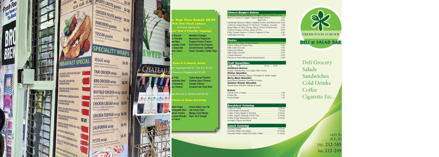 Fresh Food Corner Menu