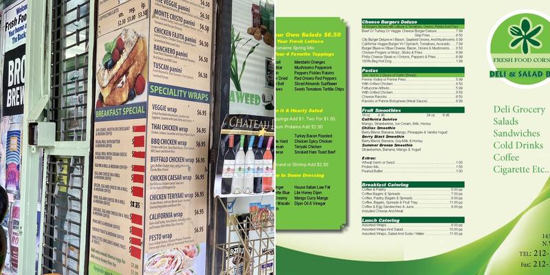 Fresh Food Corner Menu
