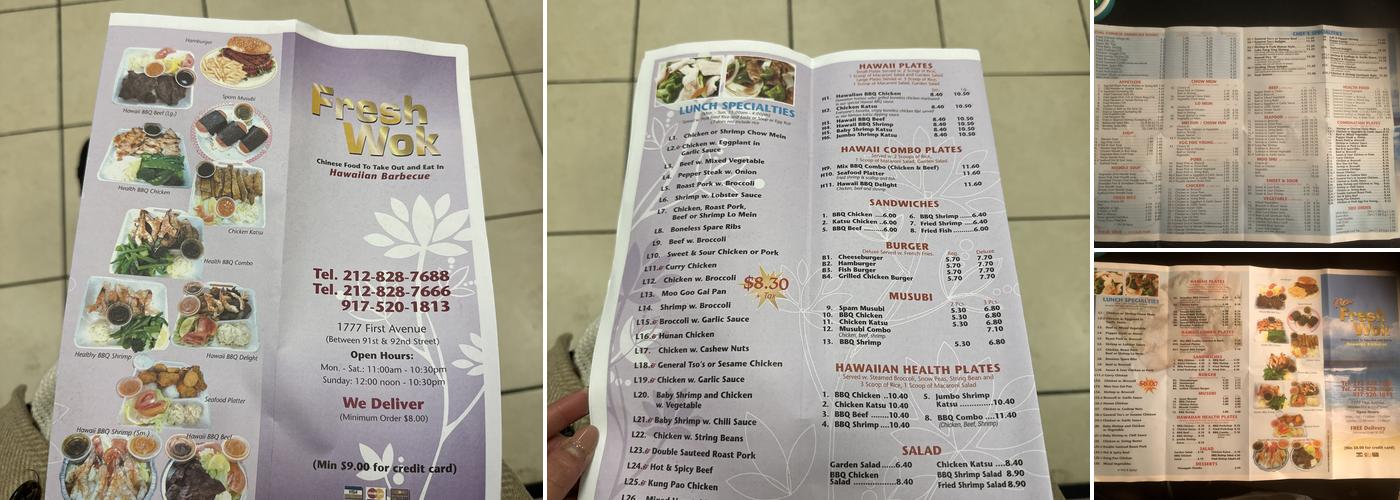 Fresh Wok Menu